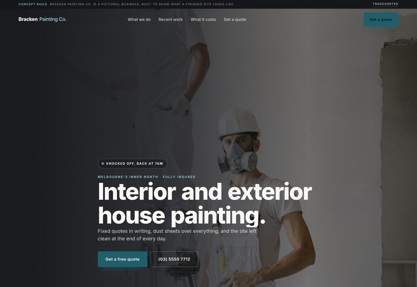 The Bracken Painting Co. concept build as it renders on screen