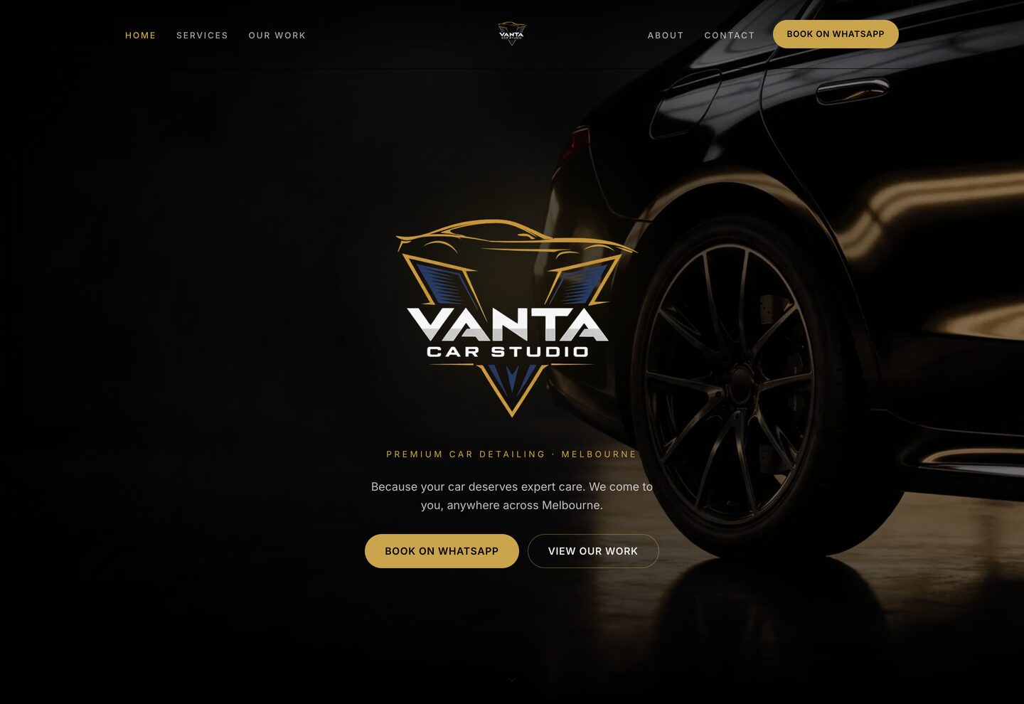 The Vanta Car Studio website